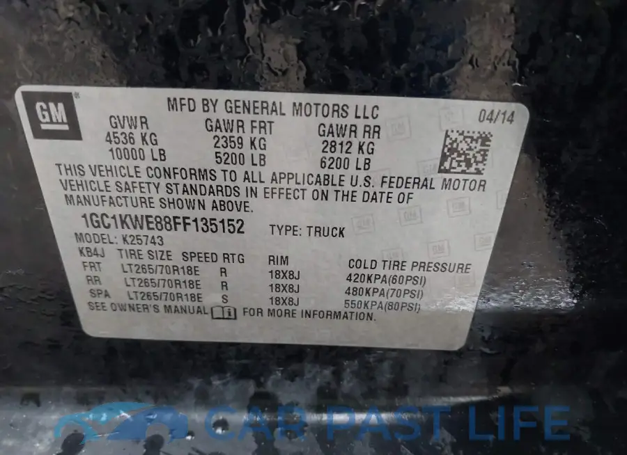 1GC1KWE88FF135152# 9
