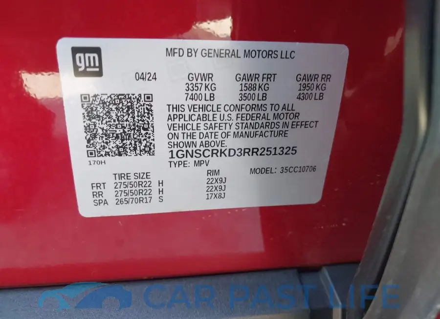 1GNSCRKD3RR251325# 9