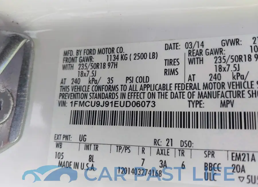1FMCU9J91EUD06073# 9