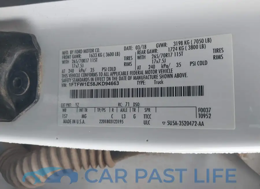 1FTFW1E58JKD94663# 9