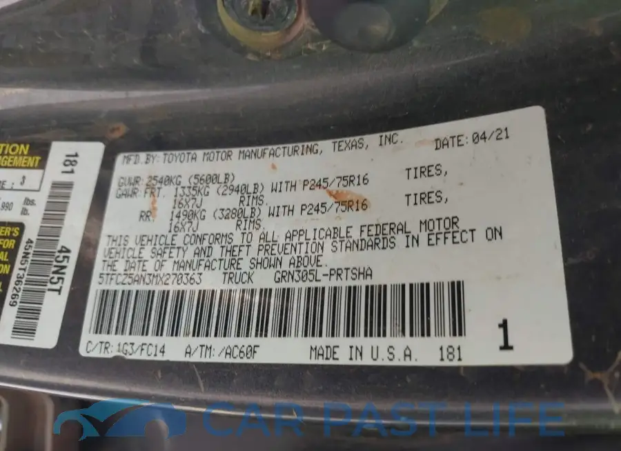 5TFCZ5AN3MX270363# 9