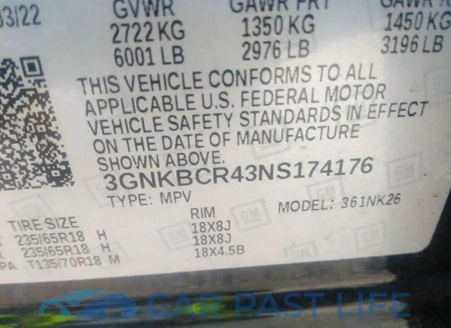 3GNKBCR43NS174176# 9