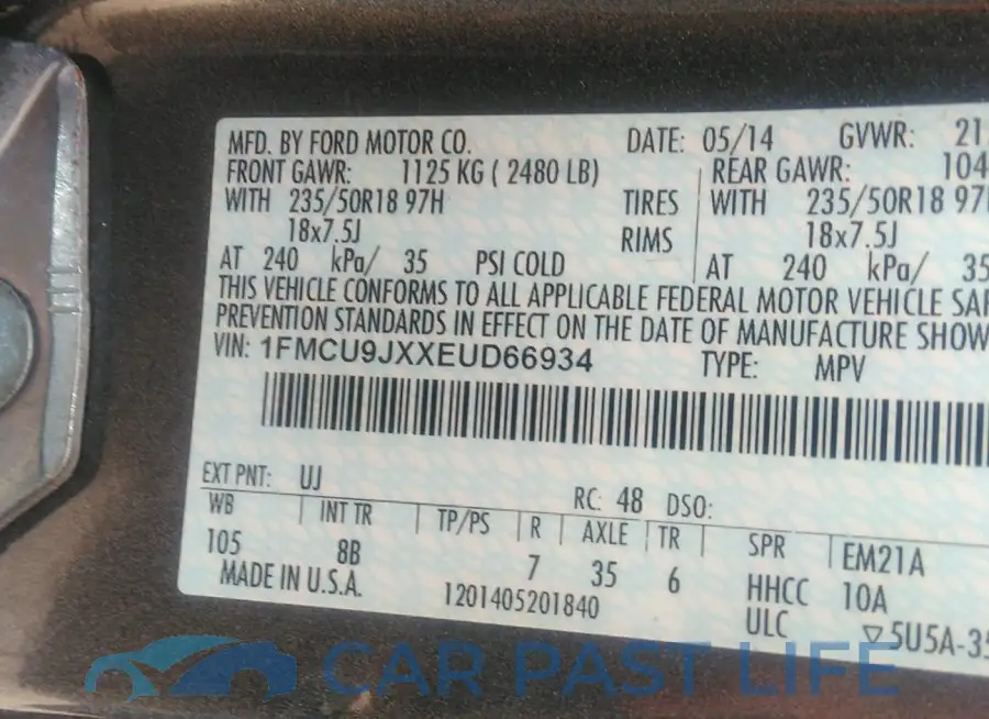 1FMCU9JXXEUD66934# 9
