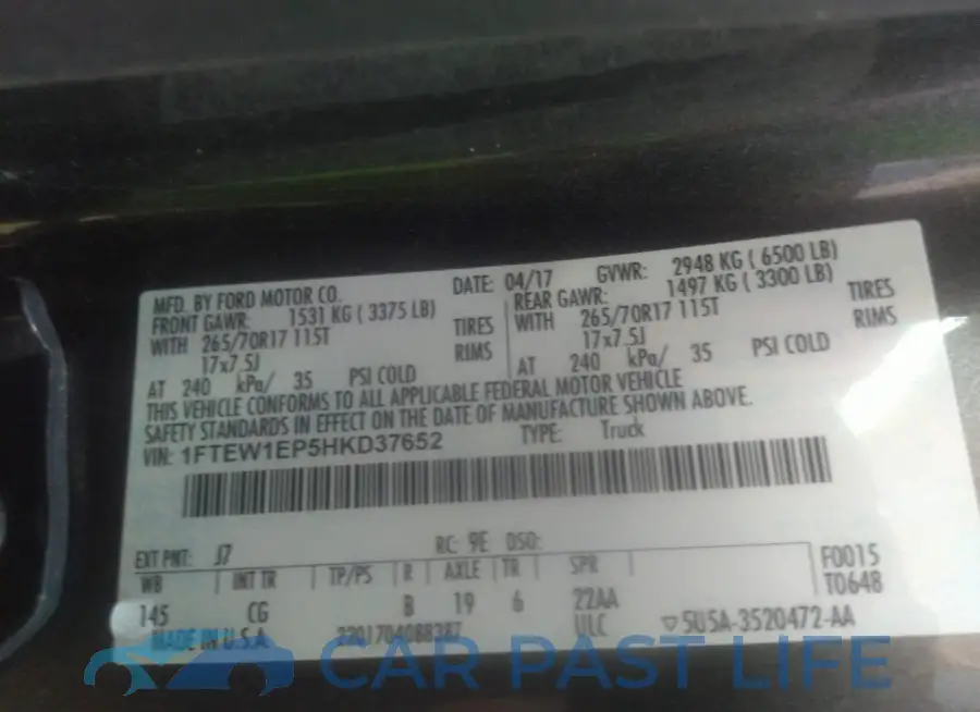 1FTEW1EP5HKD37652# 9