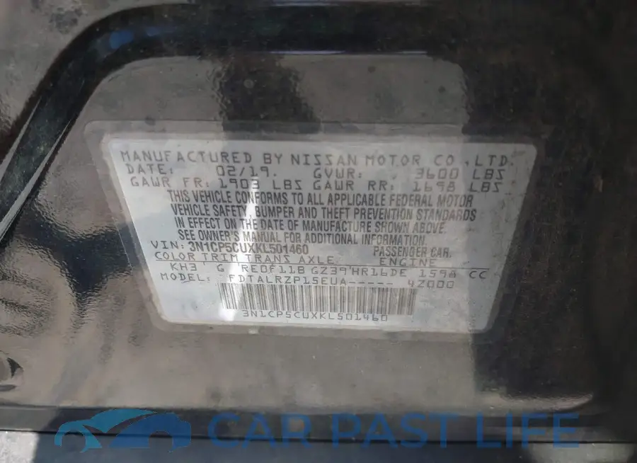 3N1CP5CUXKL501460# 9