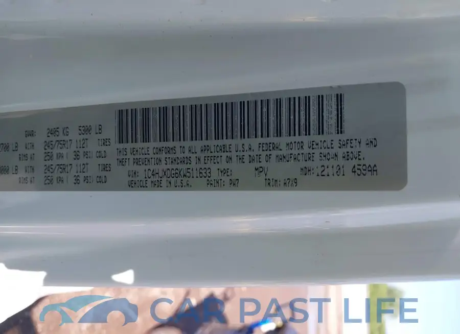 1C4HJXDG6KW511633# 9