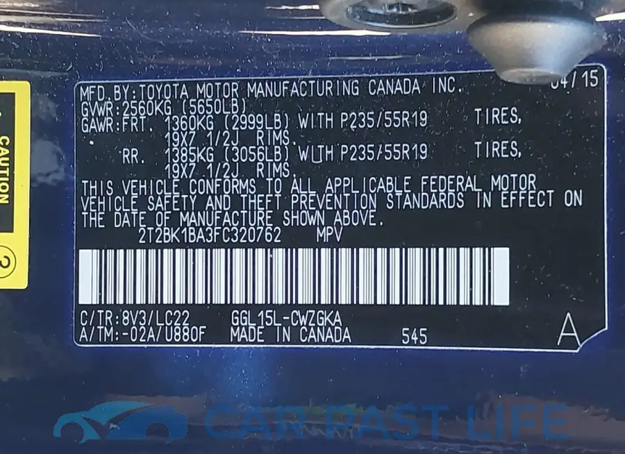 2T2BK1BA3FC320762# 9