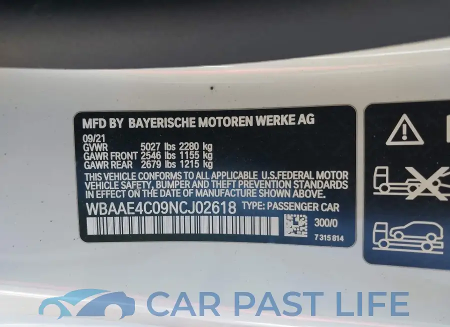 WBAAE4C09NCJ02618# 9