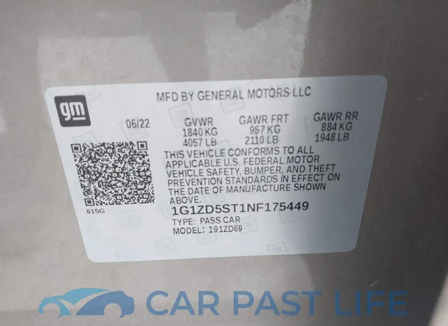 1G1ZD5ST1NF175449# 9