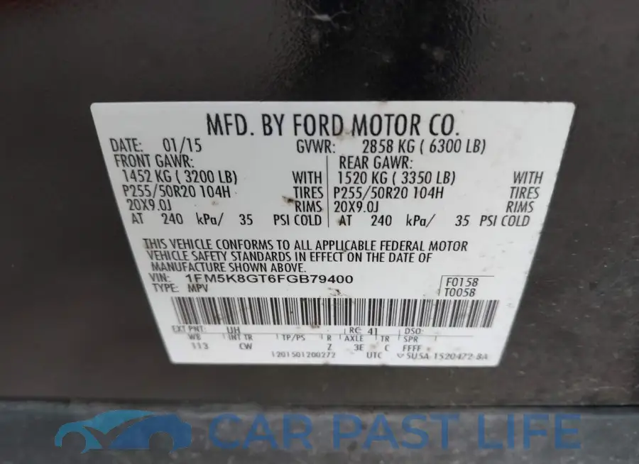 1FM5K8GT6FGB79400# 9