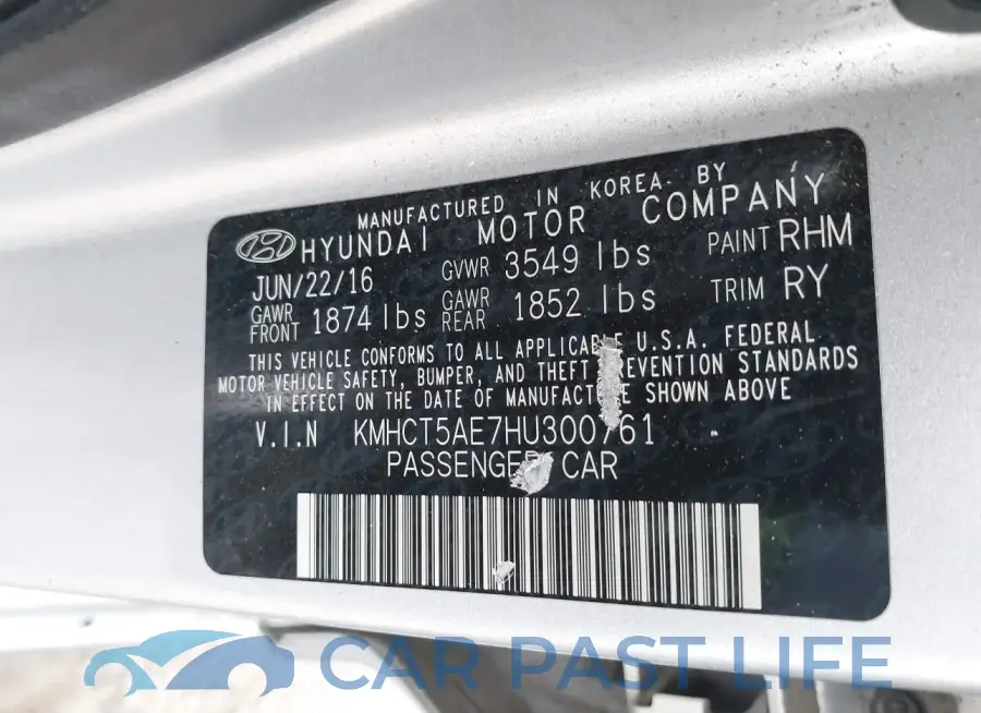 KMHCT5AE7HU300761# 9
