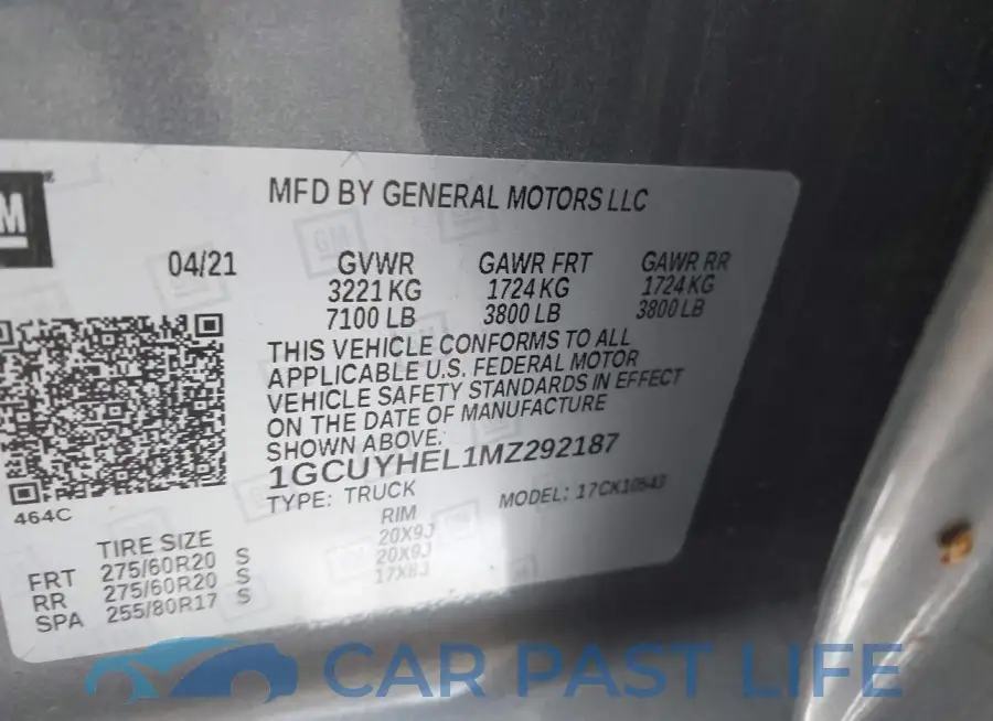 1GCUYHEL1MZ292187# 9
