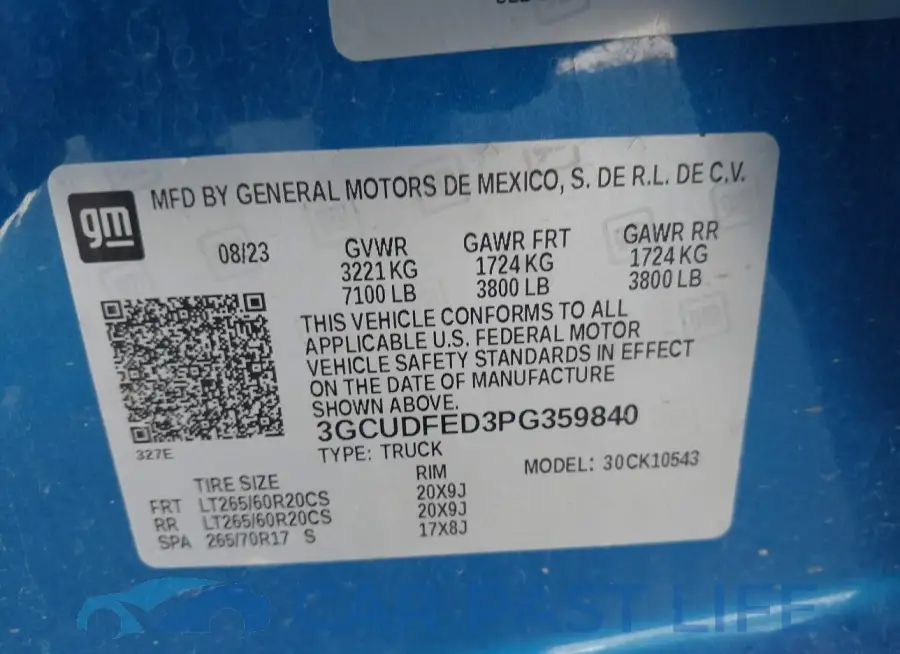 3GCUDFED3PG359840# 9