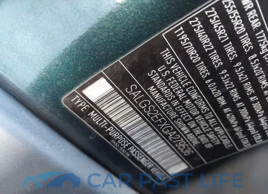 SALGS2EFXGA279536# 9