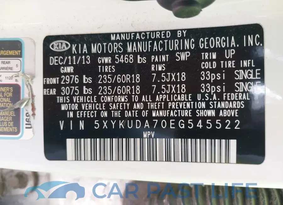 5XYKUDA70EG545522# 9