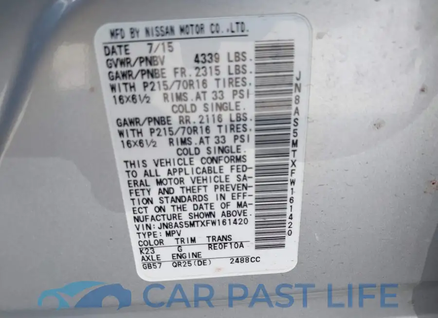 JN8AS5MTXFW161420# 9