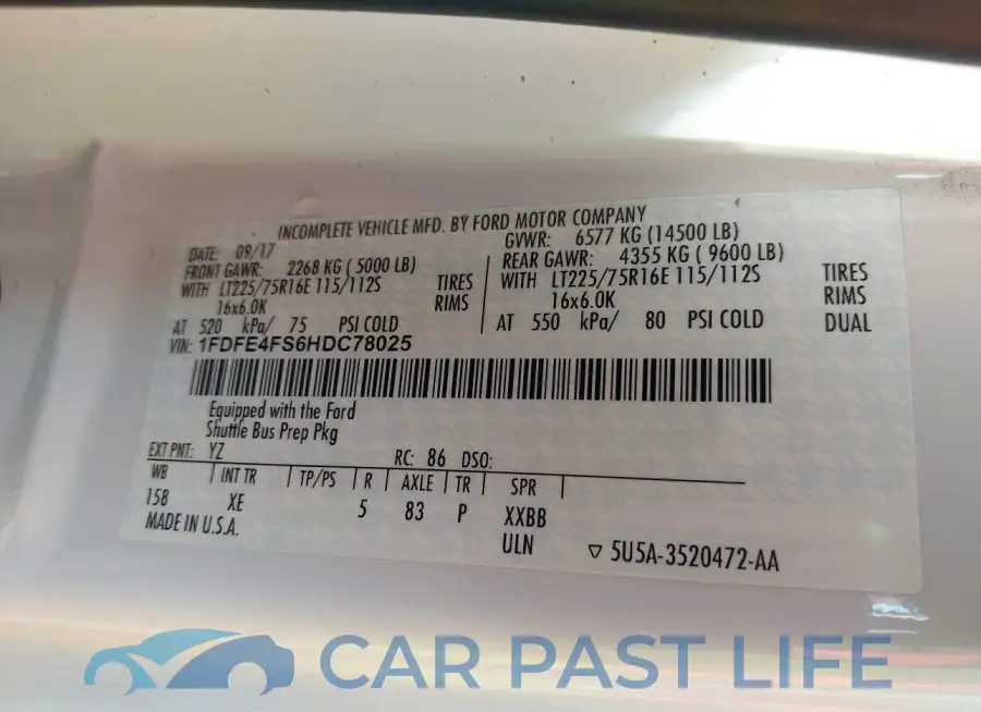 1FDFE4FS6HDC78025# 9