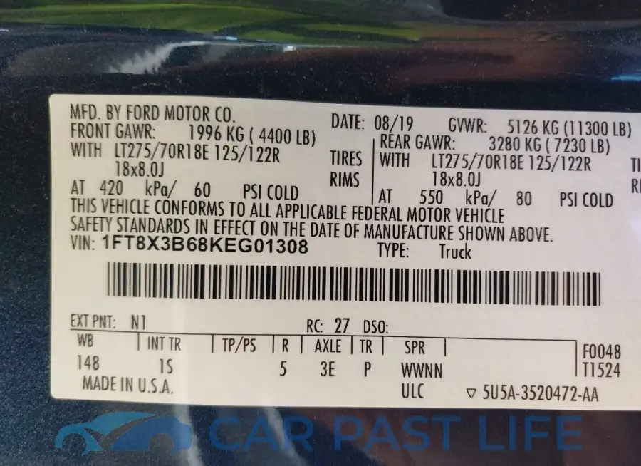 1FT8X3B68KEG01308# 8
