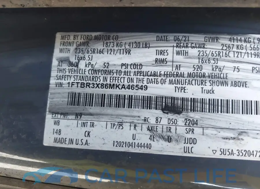 1FTBR3X86MKA46549# 9
