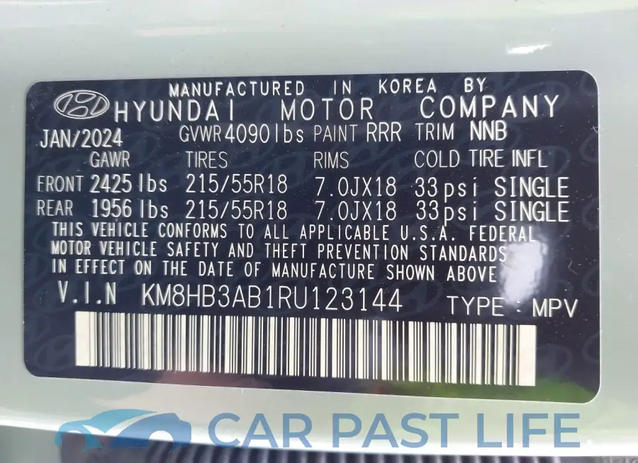KM8HB3AB1RU123144# 9