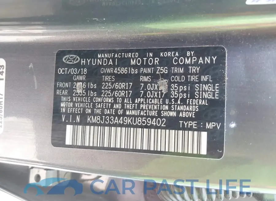 KM8J33A49KU859402# 9