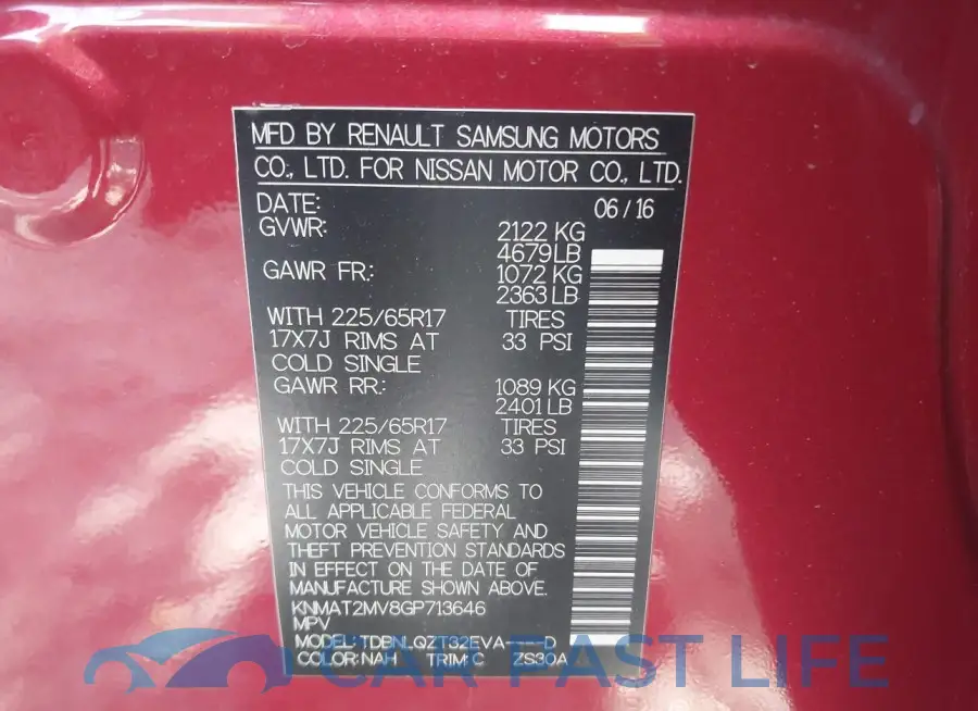 KNMAT2MV8GP713646# 9