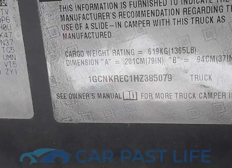 1GCNKREC1HZ385079# 9