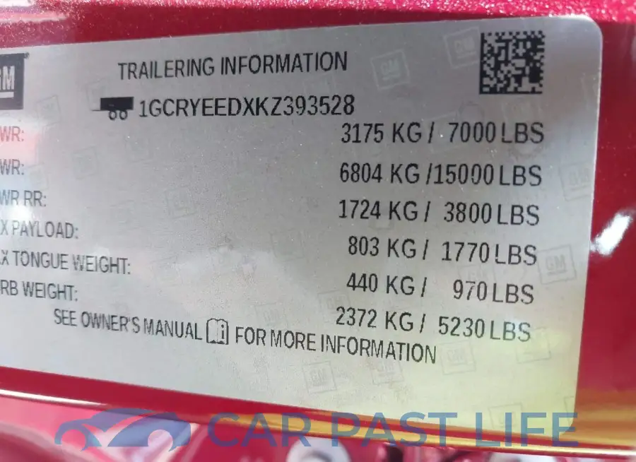 1GCRYEEDXKZ393528# 9