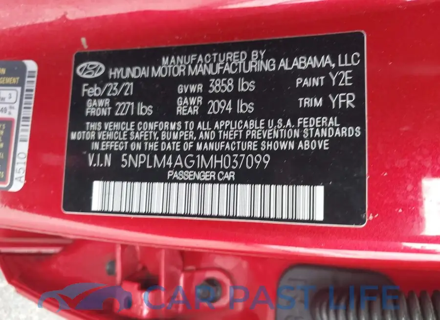 5NPLM4AG1MH037099# 9