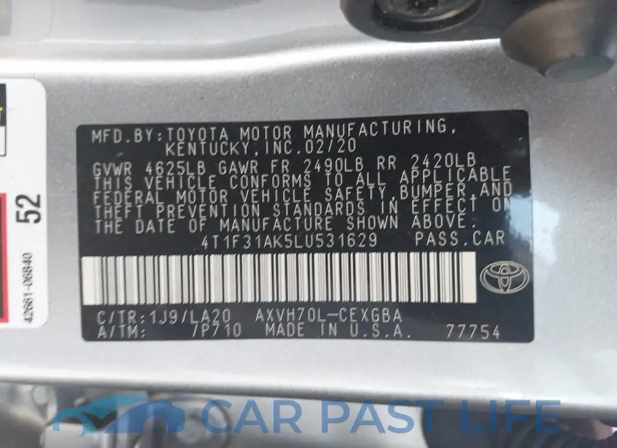 4T1F31AK5LU531629# 9