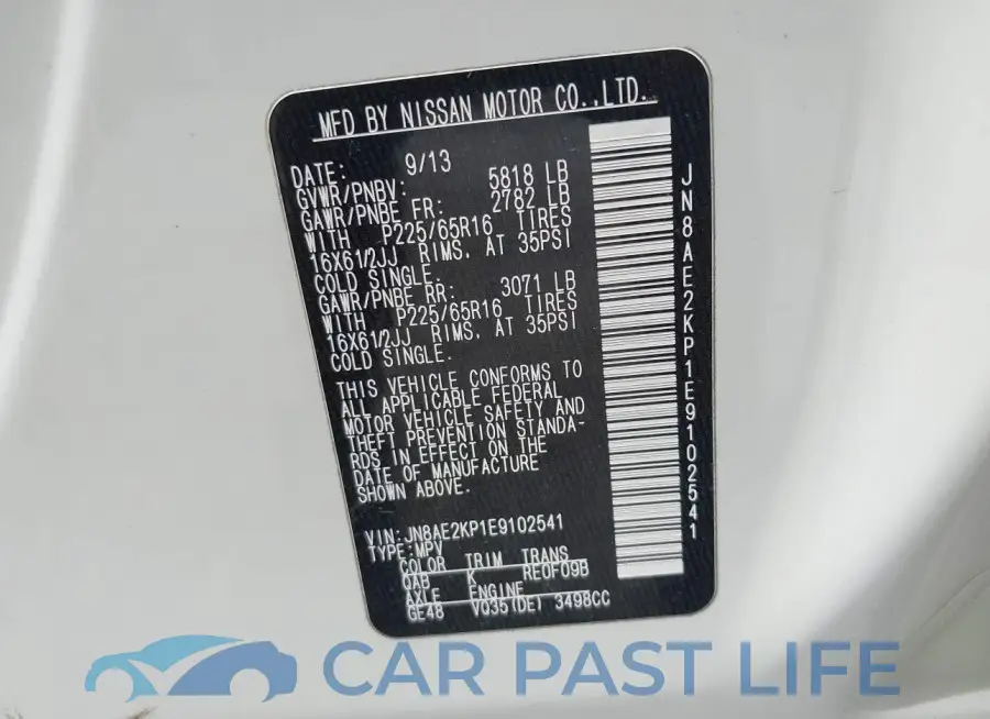JN8AE2KP1E9102541# 9