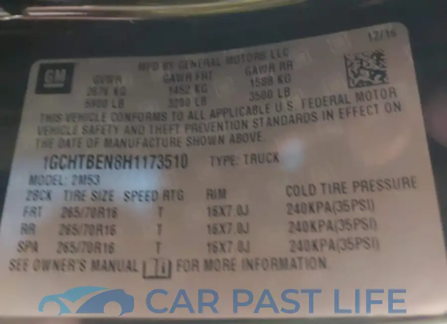 1GCHTBEN8H1173510# 9