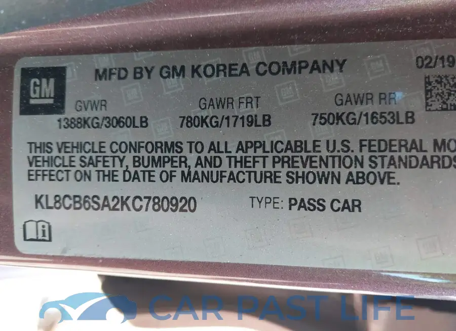 KL8CB6SA2KC780920# 9