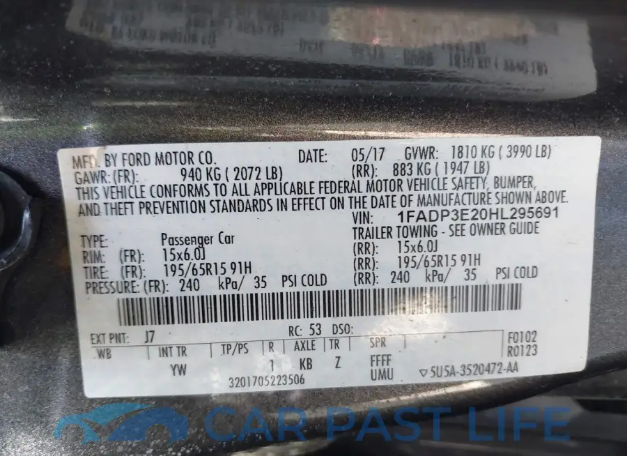 1FADP3E20HL295691# 9