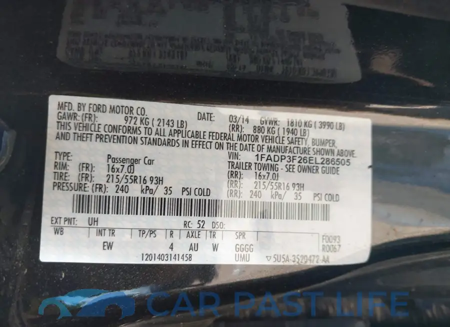 1FADP3F26EL286505# 9
