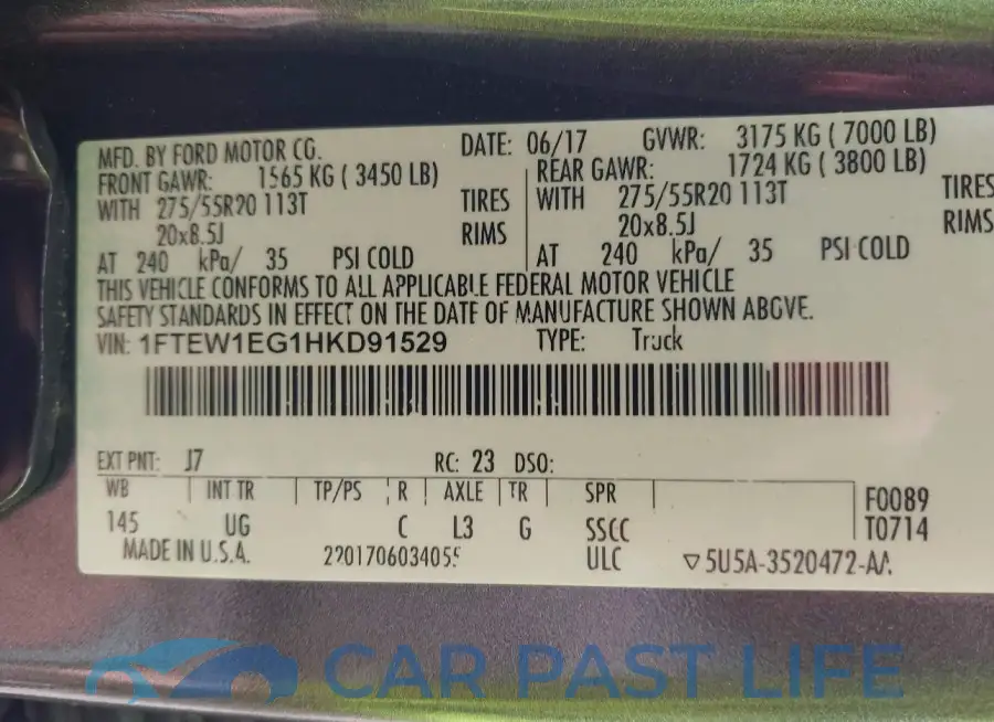 1FTEW1EG1HKD91529# 9