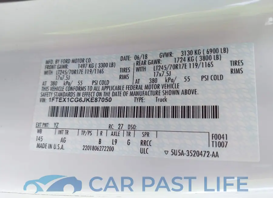 1FTEX1CG6JKE87050# 9