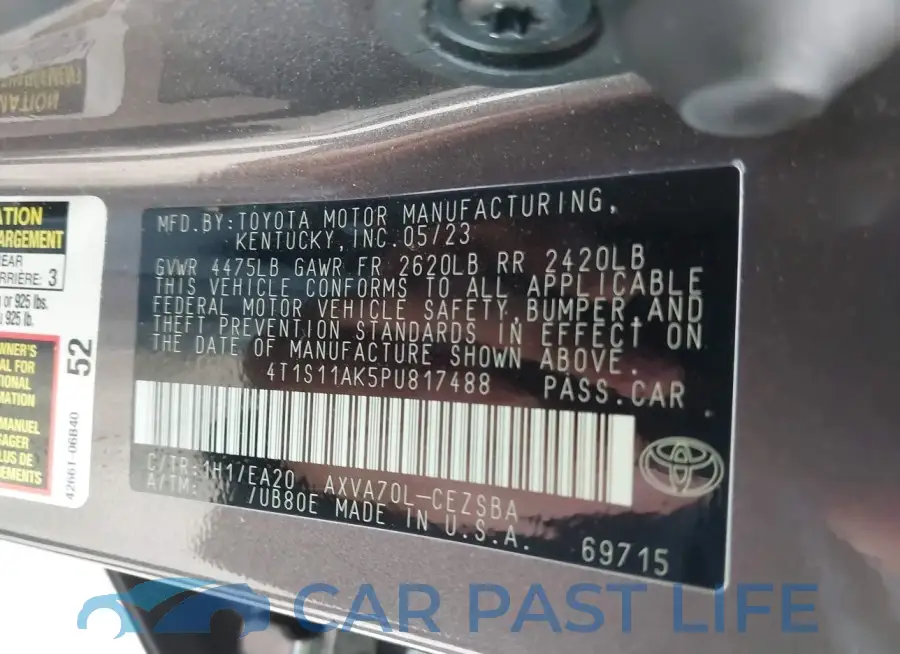 4T1S11AK5PU817488# 9