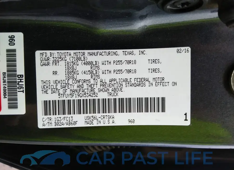 5TFUY5F19GX534252# 9