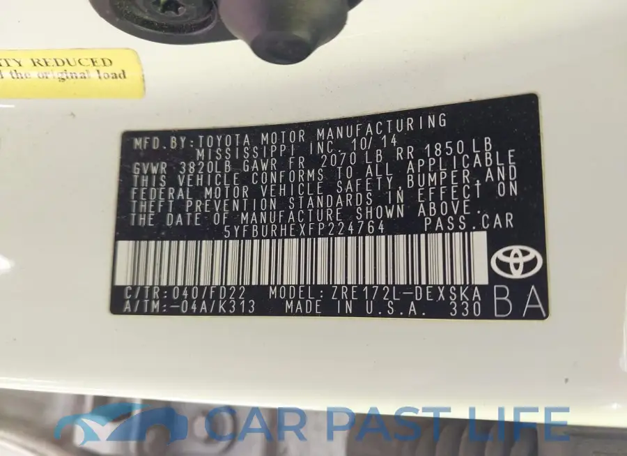 5YFBURHEXFP224764# 9