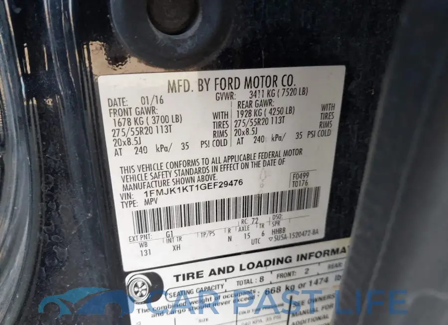 1FMJK1KT1GEF29476# 9