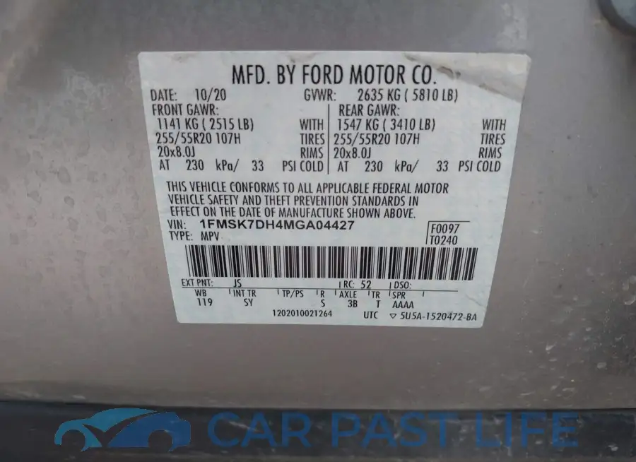 1FMSK7DH4MGA04427# 9