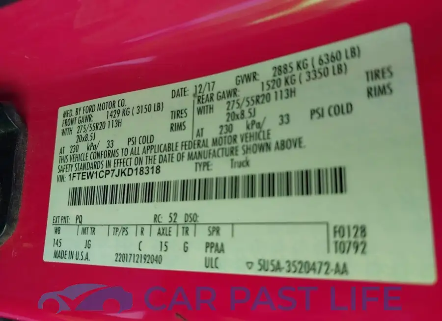 1FTEW1CP7JKD18318# 9