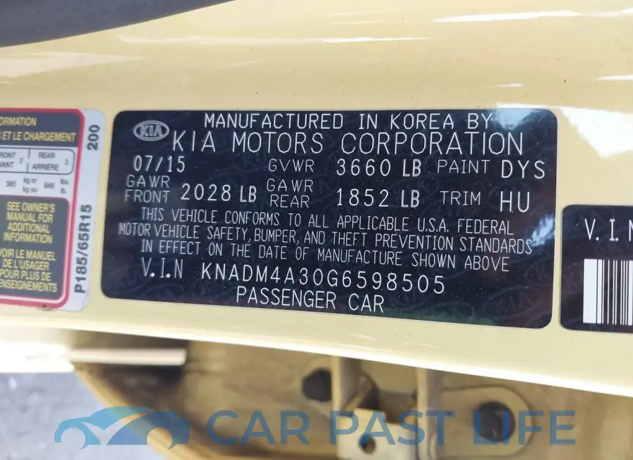 KNADM4A30G6598505# 9
