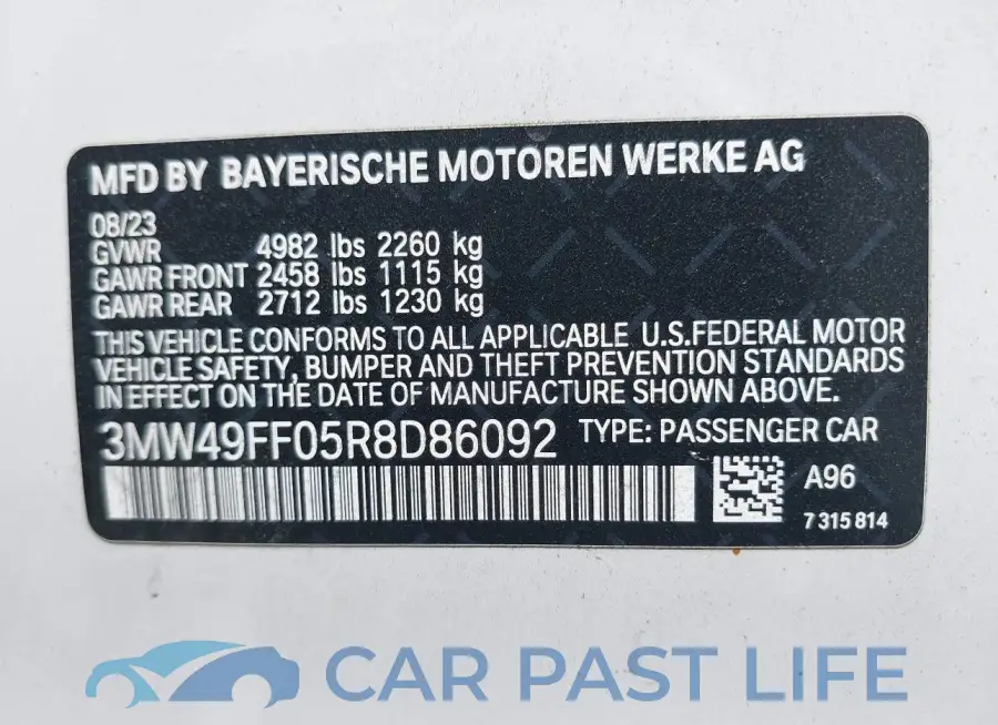 3MW49FF05R8D86092# 9