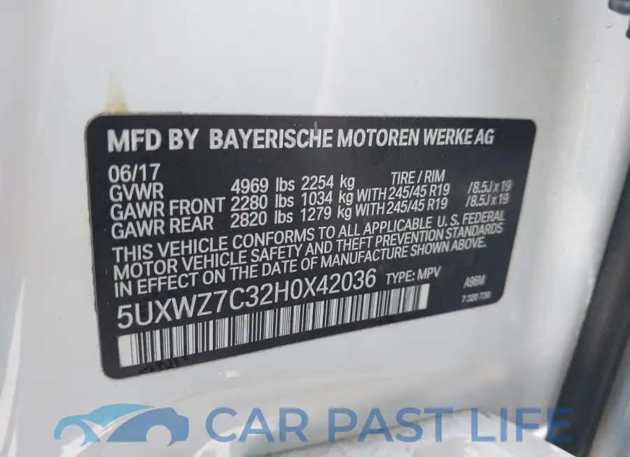 5UXWZ7C32H0X42036# 9