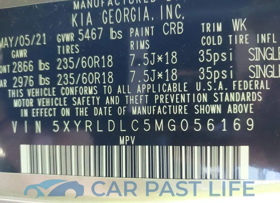 5XYRLDLC5MG056169# 9