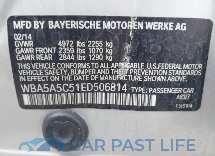 WBA5A5C51ED506814# 9