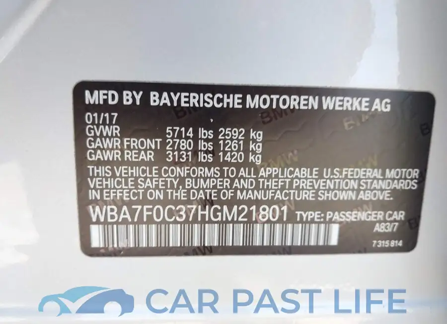 WBA7F0C37HGM21801# 9