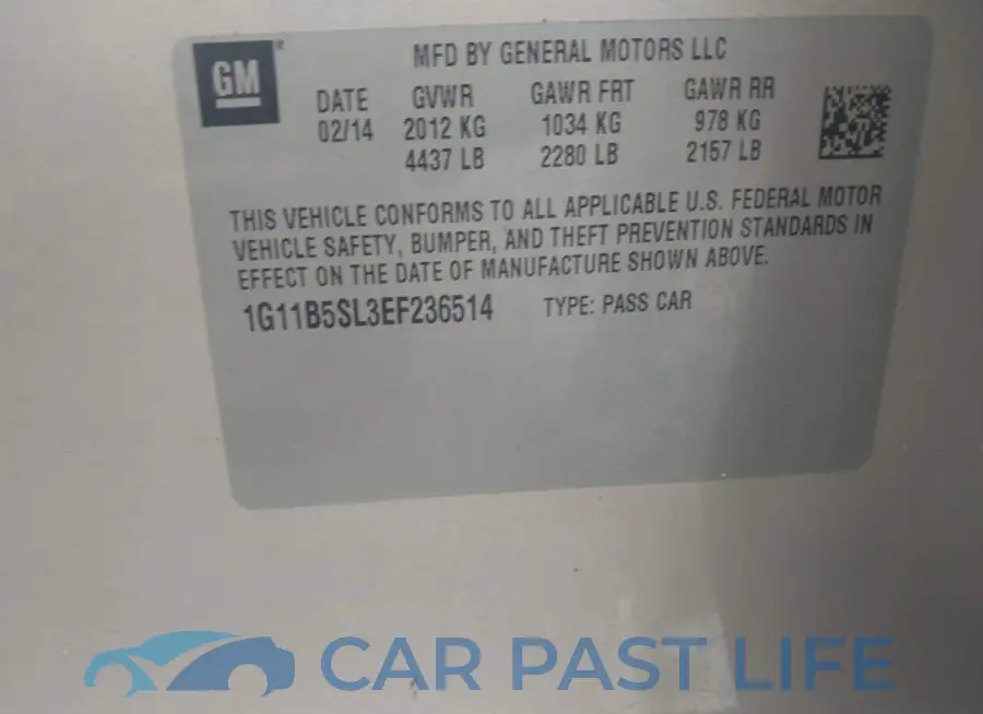 1G11B5SL3EF236514# 9